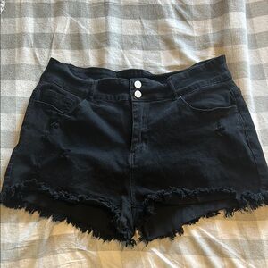 Women's Black Distressed Denim Shorts